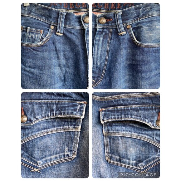 Degree Straight Fit Men's Jeans Size 33x30 Distressed Flap Pocket Dark Wash - Picture 7 of 16